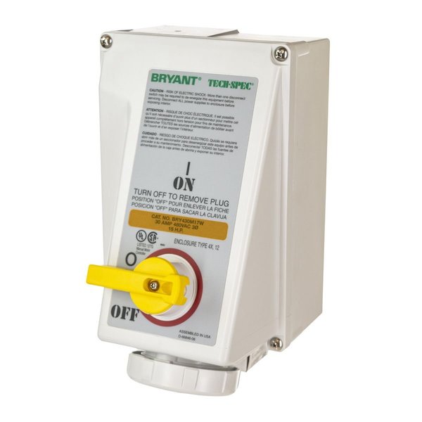 Bryant IEC Pin and Sleeve Device, Female Mechanically Interlocked, 100A 125/250V AC BRY4100MI12W